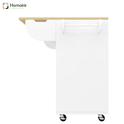 HOMAIRE White Kitchen Island Trolley with Drawers
