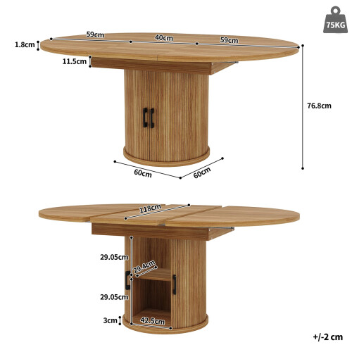 HOMAIRE Extendable Walnut Dining Table 118-158cm 1