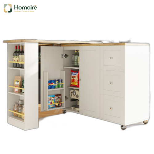 HOMAIRE 360 Swivel White Dining Table Cart