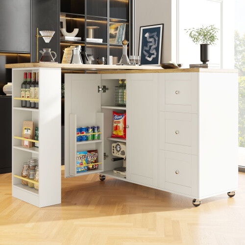 HOMAIRE 360 Swivel White Dining Table Cart 2