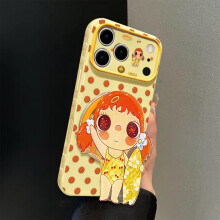 (yellow, iphone 12) Cute Cartoon Phone Case for iPhone 16 Pro Max 15 14 with Surfing Jade Stand, Unique Women Shockproof Cover