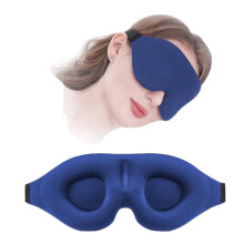 (Color box packaging, Black) 3D Contoured Sleep Eye Mask Adjustable No Pressure on Eyes Light Blocking Mask for Travel Nap