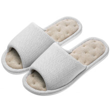Echoapple Women Mens Unisex Washable Cotton Open-Toe Home Slippers Indoor Shoes Comfy Velvet Lined Memory Foam Indoor Shoes Grey(Size: 9/10 UK)