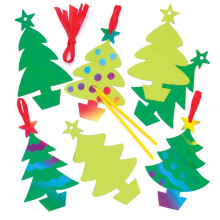 Christmas Tree Scratch Art Decorations Pack of 10 - Christmas Decoration Craft Kit for Kids, Festive Craft Activities for Children (AR787)