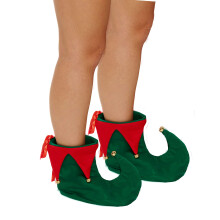 - Fancy Dress Adult Deluxe Elf Boots - Green/Red