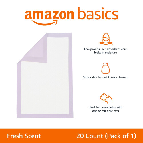 20-Pack Disposable Cat Litter Tray Liners with Quick-dry Surface, Fresh Scent, Purple 1