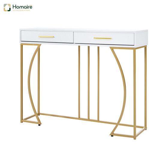 HOMAIRE Console Table White with 2 Drawers 110cm