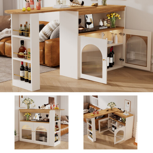HOMAIRE White Extendable Kitchen Island Table 1