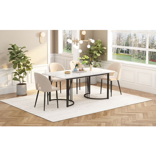 HOMAIRE 140x80cm White Marble Dining Table 1
