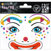 15427 Face Art Sticker Clown Lotta Face Sticker Glitter Sticker for Carnival, Halloween, Dermatologically Tested