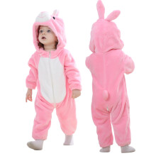 Infant Hooded Baby Rompers Animal Jumpsuit Soft Flannel Winter Cosplay Costume for Baby Girls Boys, 6-12 Months, Rabbit