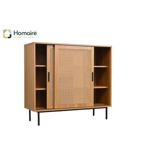 HOMAIRE Walnut Sideboard with Rattan Doors