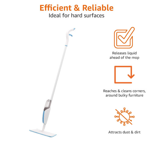 Spray Mop, 1 Mop & 1 Reusable Microfiber Cloth, Blue & White 2
