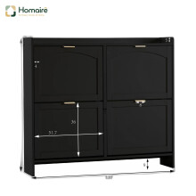 HOMAIRE Black Shoe Cabinet with 4 Flip Drawers