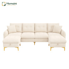 HOMAIRE 4-Seater U-Shaped Beige Modular Sofa