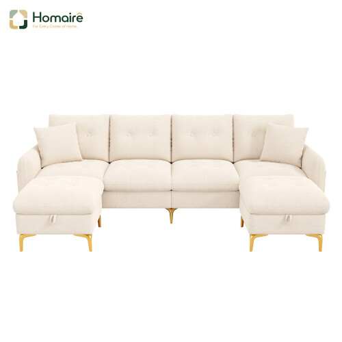HOMAIRE 4-Seater U-Shaped Beige Modular Sofa