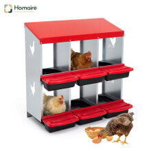 HOMAIRE 6-Compartment Red Chicken Nesting Box