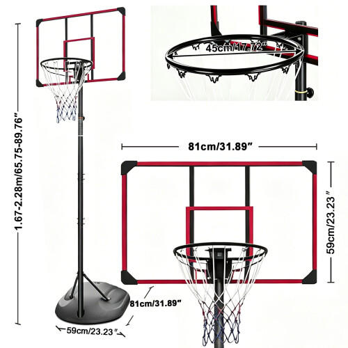 HOMAIRE Portable Adjustable Red Basketball Hoop 1