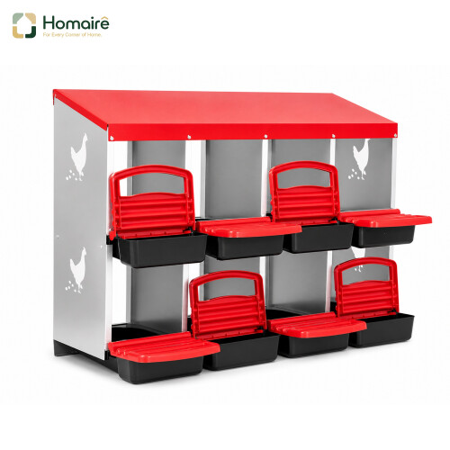 HOMAIRE 8-Compartment Red Chicken Nesting Box