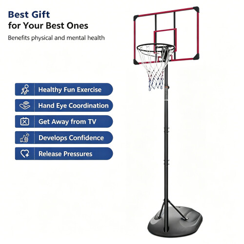 HOMAIRE Portable Adjustable Red Basketball Hoop 2