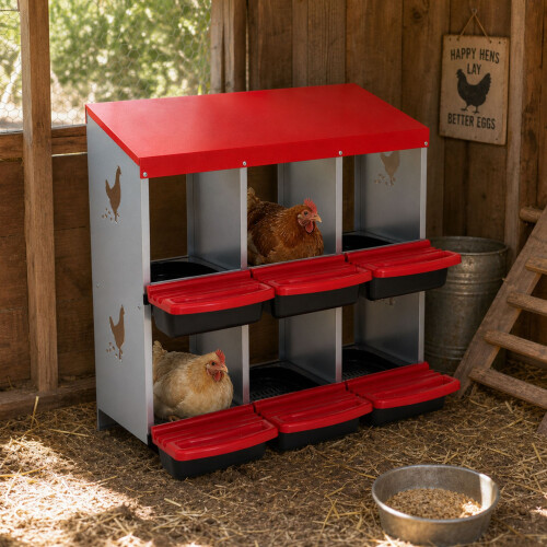 HOMAIRE 6-Compartment Red Chicken Nesting Box 2