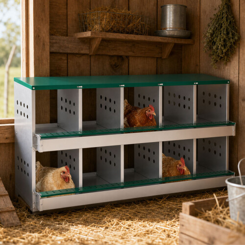HOMAIRE 10-Compartment Green Chicken Nest Box 2