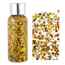 Mermaid Sequins Chunky Glitter Liquid Eyeshadow Gel Festival Cosmetic Face Hair Nails Makeup Long Lasting Sparkling 30g (02# Gold)