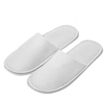 Echoapple Waffle Closed Toe White Slippers Fit Most Men and Women for Spa, Party Guest, Hotel and Travel (6/7.5 UK, White-5 Pairs)