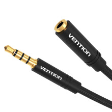 3.5mm Audio Mic Extension Cable - 3.5mm Male to Female 4 Pole Aux Extender, Nylon Braided Cable for Headset/TV/Laptop/Nintendo (1M)