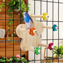 Rotating Bird Perch Toy For Small - Medium Birds, Bird Stand Toy With Bell Balls