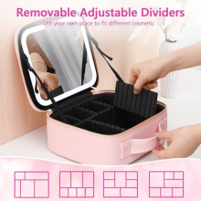LED Makeup Bag with light & Mirror Travel Vanity Case Cosmetic Beauty Box Pink