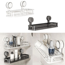 Clear Shower Caddy Suction Cup No-Drilling Removable Bathroom Wall Shelf Basket
