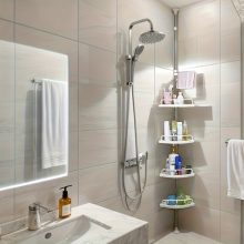 4 Tier Telescopic Bathroom Wall Corner Shelf Rack Shower Caddy Storage Organizer