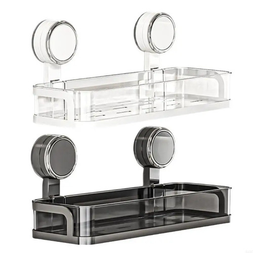 Clear Shower Caddy Suction Cup No-Drilling Removable Bathroom Wall Shelf Basket 2