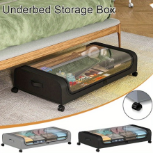 2× Large Underbed Storage Box on Wheels Lid Under Bed Sofa Dustproof Organize UK