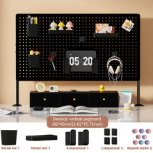 Desktop Pegboard Storage Holder Metal Stationery Racks w/ Abundant Accessories