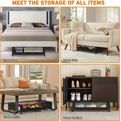 2Ã— Large Underbed Storage Box on Wheels Lid Under Bed Sofa Dustproof Organize UK 2