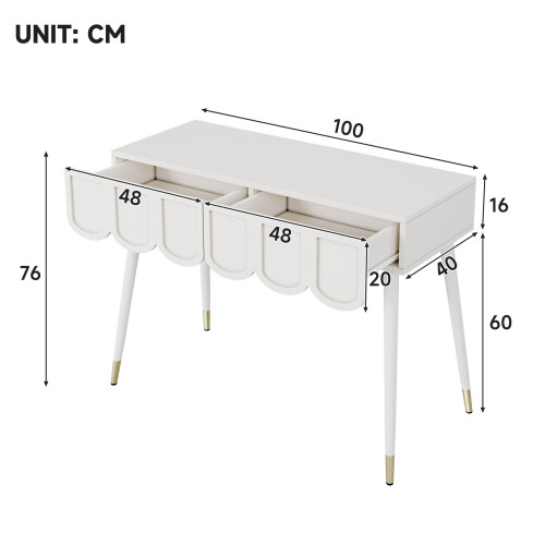 HOMAIRE White Vanity Table with 2 Drawers 1