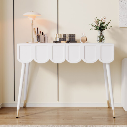 HOMAIRE White Vanity Table with 2 Drawers 2
