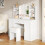 HOMAIRE White Vanity Table with LED Mirror & Stool 5