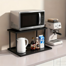 2 Tier Expandable Microwave oven Rack Stand Storage Holder Kitchen Corner Shelf