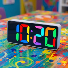 LED Electric Digital Alarm Clock Mains Power Mirror Display Bedroom Bedside UK