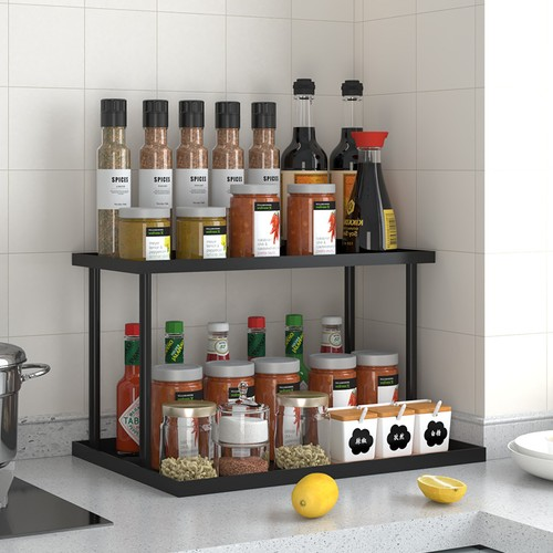 2 Tier Expandable Microwave oven Rack Stand Storage Holder Kitchen Corner Shelf 1
