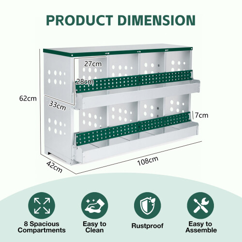 HOMAIRE 8-Compartment Green Chicken Nesting Box 1