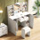 HOMAIRE White Vanity Table with LED Mirror & Stool 3