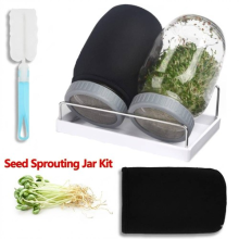2PCS Seed Sprouting Jar Kit with Lids Stand Tray Sprouts Maker Germinator CLEAR