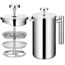 650Ml/4Cup Stainless Steel French Press Insulated Silver Color Coffee Maker
