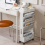 5 Tier Mobile Bookshelf Cart Movable Book Storage Rack Rolling Bookcase White 2