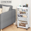 5 Tier Mobile Bookshelf Cart Movable Book Storage Rack Rolling Bookcase White 4