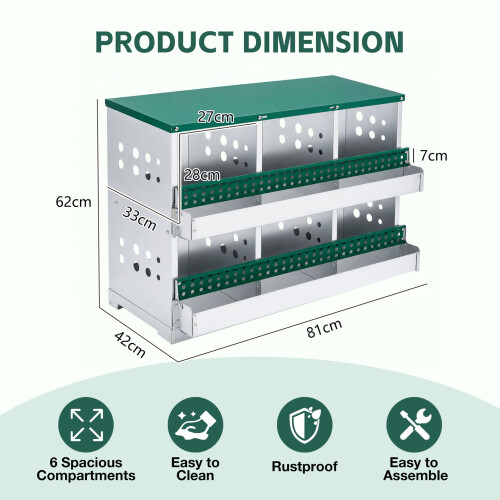 HOMAIRE 6-Compartment Green Chicken Nest Box 1